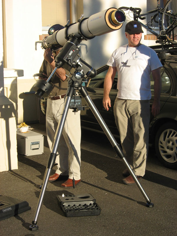 A high quality, amateur-owned refractor outfitted with a special solar filter